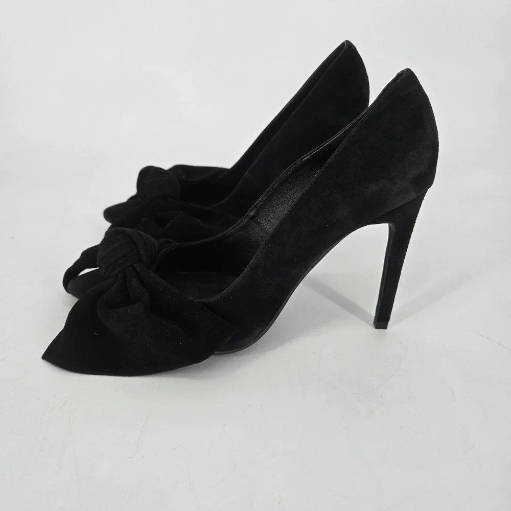 Jeffrey Campbell Grandame Pumps Black Velvet Big Bow Heels Women 8.5 Stiletto EU